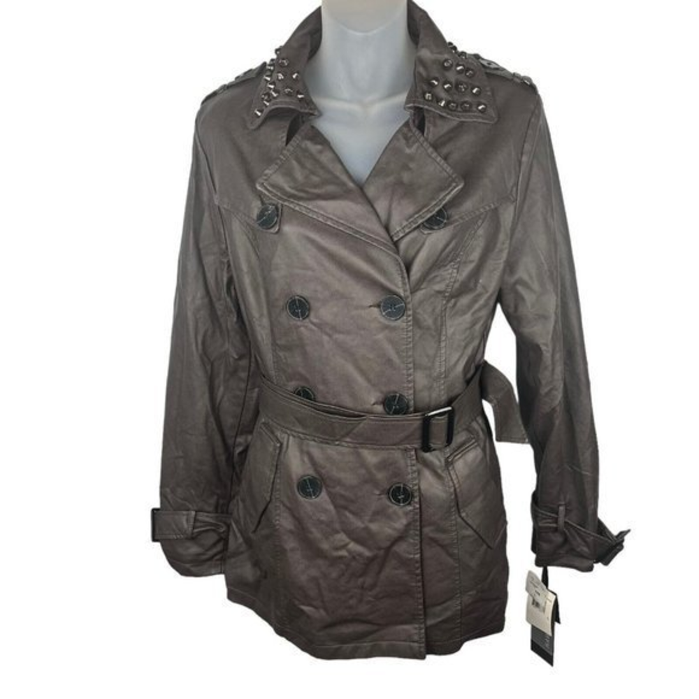 Hawke & Co Outfitter Coat‎ Jacket Womens Size Large Studded Buttons Belt Peacoat